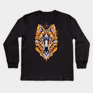 wolf golden Kids Long Sleeve T-Shirt